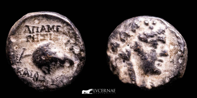 Temnos, Aeolis, AE14 (2,86 g. 14 mm.), 3rd-1st century BC. 

Head of young Diony...