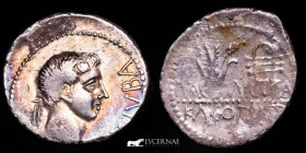 Juba II, with Kleopatra Selene Silver Denarius 2,81 g. 20 mm. Caesarea 17-18 A.D. Good very fine