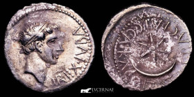 Juba II, with Kleopatra Selene Silver Denarius 3,00 g. 20 mm. Caesarea 17-18 A.D. Near Extremely fine