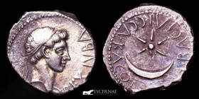 Juba II, with Kleopatra Selene Silver Denarius 2,76 g. 19 mm. Caesarea 17-18 A.D. Near Extremely fine