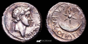 Juba II, with Kleopatra Selene Silver Denarius 3,96 g. 18 mm. Caesarea 17-18 A.D. Near Extremely fine