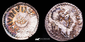 Juba II with Kleopatra Selene Silver Denarius 2,50 g. 17 mm. Caesarea 17-18 A.D. Near Extremely fine