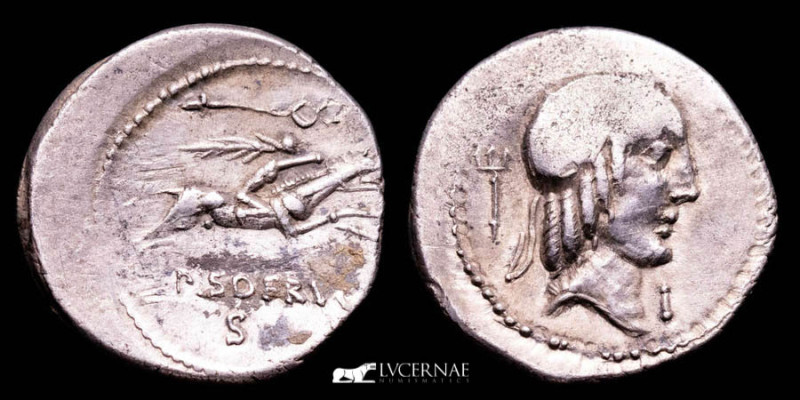 Roman Republic. - L. Calpurnius Piso L.f. L.n. Frugi. 
Silver denarius (3.89 g.,...