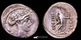 Q. Pomponius Musa Silver Denarius 4,04 g, 20 m. Rome 66 BC Good very fine
