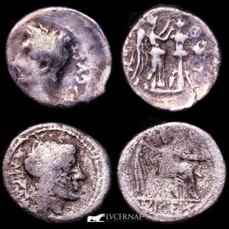 Roman Republic and Imperial - Lot comprising two silver quinarius:

1. - Roman E...