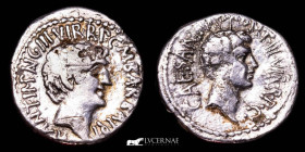 Octavian and Mark Antony Silver Fouree denarius 3,07 g., 20 mm. Moving mint 41 B.C. Very fine (MBC)