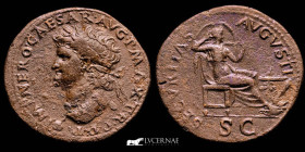 Nero Bronze Dupondius 12,98 g., 30 mm. Lugdunum 54-68 A.D. gVF