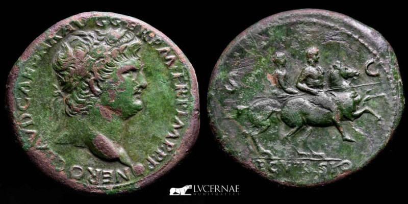 Roman Empire - Nero (54-68 A.D.) Æ Orichalcum sestertius (25,43 g., 35 mm.) Lugd...