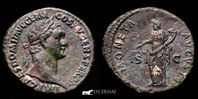 Domitian (AD 81-96) Bronze Æ As 8,83 g., 28 mm. Rome 90-91 A.D. Near extremely fine