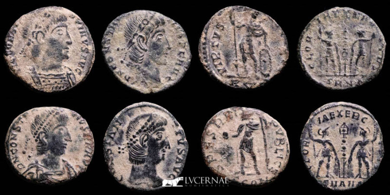 Roman Empire - Lot comprising four (4) bronze coins:

1.- Constantine I AE folli...