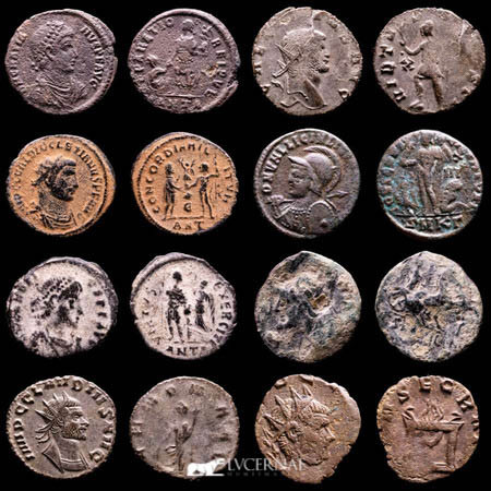 Roman Empire - Lot comprising eight (8) coins:

Gratian, Gallienus, Diocletian, ...