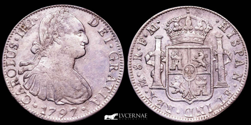 Spain - Carlos IV (1788 - 1808), silver 8 reales (25,80 g. 39 mm.), minted in 17...