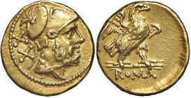 Anonime - 20 Assi (211-207 a.C.) Testa elmata di Marte a d. - R/ Aquila stante a d. su fascio di fulmini - Cr. 44/4 AU (g 1,12) RR Potrebbe anche esse...