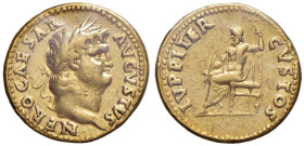 Nerone (54-68) Aureo - Testa laureata a d. - R/ Giove seduto a s. - RIC 52 AU (g 6,97) Sigillata senza indicazione di conservazione da Valerio Chiesa....