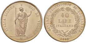 COLLEZIONE A.S. MILANO Governo provvisorio (1848) 40 Lire 1848 - Gig. 1 AU Moneta sigillata da Angelo Bazzoni "conservazione FDC eccezionale"

Statu...