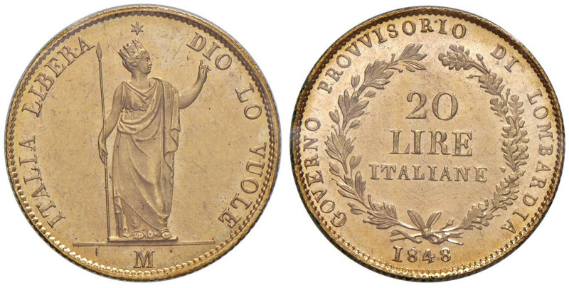 COLLEZIONE A.S. MILANO Governo provvisorio (1848) 20 Lire 1848 - Gig. 2 AU RR Mo...