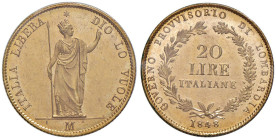 COLLEZIONE A.S. MILANO Governo provvisorio (1848) 20 Lire 1848 - Gig. 2 AU RR Moneta sigillata da Angelo Bazzoni "conservazione FDC eccezionale"

St...