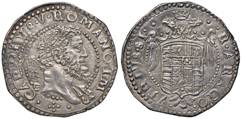 COLLEZIONE A.S. NAPOLI Carlo V (1516-1556) Tarì sigla IBR - Magliocca 46 AG (g 6...