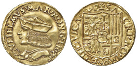 CASALE Guglielmo II Paleologo (1494-1518) Doppio ducato - MIR 178 AU (g 6,65) RRRR Con cartellino di vecchia raccolta. Modesta ondulazione del tondell...