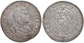 FIRENZE Cosimo I (1537-1574) Piastra 1570 - MIR 166/1 (indicata R/4) AG (g 32,12) RRRR Cosimo I, figlio di Giovanni dalle Bande Nere, il più celebre c...