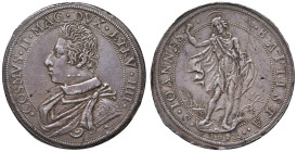 FIRENZE Cosimo II (1609-1621) Piastra 1612 - MIR 261/2 AG (g 31,96) RRR Graffietti al D/ e al R/, piccole screpolature ma splendido esemplare con pati...