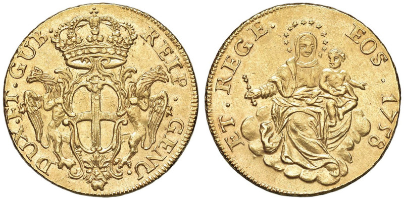 GENOVA Dogi Biennali (1528-1797) 100 Lire 1758 - MIR 270/1 AU (g 28,20) RRR Magn...