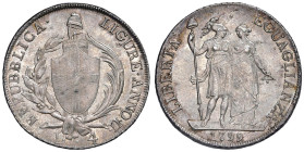 GENOVA Repubblica Ligure (1798-1805) 4 Lire 1799 Anno II - MIR 380/2 AG (g 16,68) RR Consueti minimi graffietti di conio che caratterizzano questa tip...