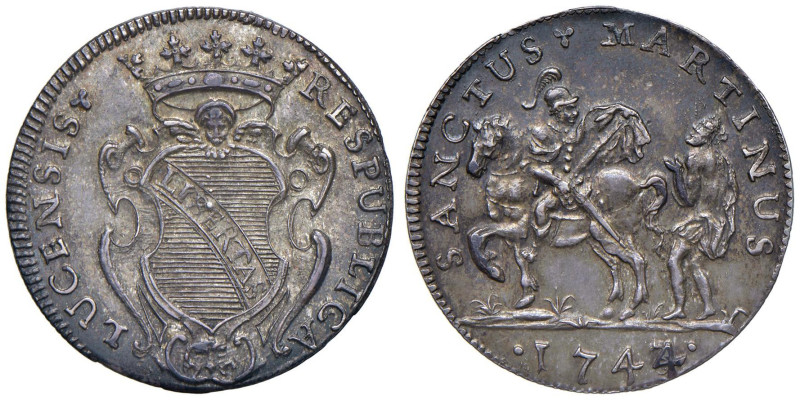 LUCCA Repubblica (1369-1799) San Martino da 15 1744 - MIR 234/5 AG (g 5,32) Ex N...