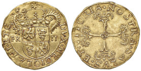 MILANO Francesco II Sforza (1522-1525) Scudo d'oro del sole - MIR 267 AU (g 3,33) RR Colpo al bordo

Status: qSPL