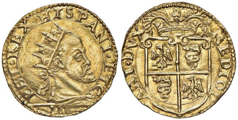 MILANO Filippo II (1556-1598) Doppia 1582 - MIR 301/2 AU (g 6,61) Bellissimo ese...