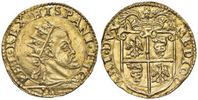 MILANO Filippo II (1556-1598) Doppia 1582 - MIR 301/2 AU (g 6,61) Bellissimo esemplare dal metallo lucente

Status: SPL+