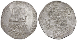 MILANO Carlo II (1676-1700) Filippo 1676 - MIR 387/3 AG (g 27,66) RRRR Esemplare di ottima conservazione, lievemente poroso al D/. Il secondo 6 della ...