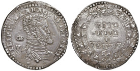 NAPOLI Filippo II (1554-1598) Ducato - Magliocca tipo 15 AG (g 29,82) RR Variante con la scritta HILARITAS su cinque righe. Ottima conservazione per i...