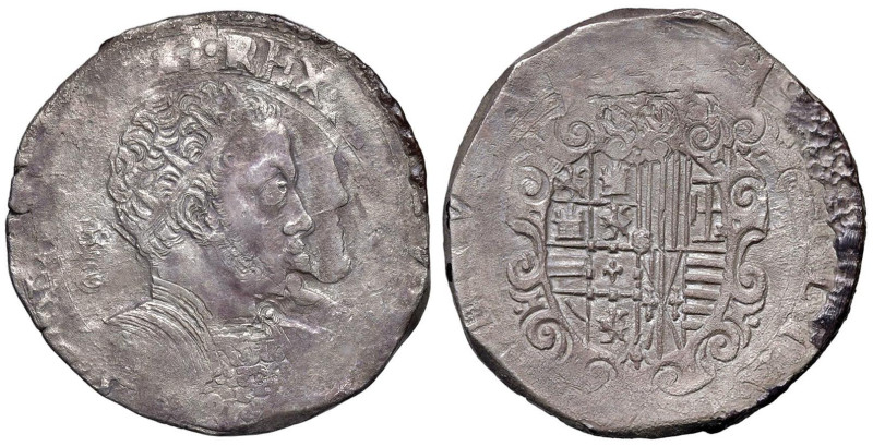 NAPOLI Filippo II (1556-1598) Mezzo Ducato 1596 Sigla IAF/G - Magliocca 37 AG (g...