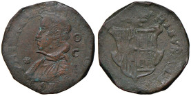 NAPOLI Filippo IV (1621-1665) Grano 1636 O/C - Magliocca 60 CU (g 10,45) RRRRR Eccezionale per il tipo, la data è predisposta sotto il busto

Status...