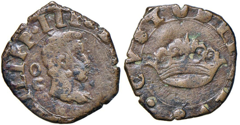 NAPOLI Filippo IV (1621- 1665) 2 Cavalli 1636 con corona Reale e il motto DEVS C...