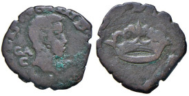 NAPOLI Filippo IV (1621- 1665) 2 Cavalli 1636 (?) - Magliocca 143 CU (g 1,50) RRRRR Con le sigle GA/C. Corredato di cartellino della numismatica De Fa...