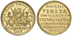 VENEZIA Alvise II Mocenigo (1700-1709) Medaglia in oro da 2 zecchini 1706 - Voltolina III 1346 AU (g 6,72) RRR Medaglia coniata per commemorare l'Alle...