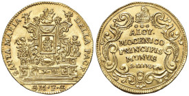 VENEZIA Alvise IV Mocenigo (1763-1778) Osella 1764 A. II in oro da 4 zecchini - Pa. 452 AU (g 13,43) RRR Ex Künker, 269, lotto 6378. Minimi graffietti...