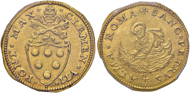 Clemente VII (1523-1534) Doppio fiorino di camera - Munt. 14 AU (g 6,77) RRR In ...