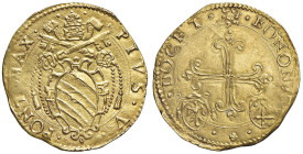 Pio V (1566-1572) Bologna - Scudo d'oro - Munt. 45 AU (g 3,21) RRR Armetta Doria. Moneta di rarissima apparizione, veramente pochissimi gli esemplari ...