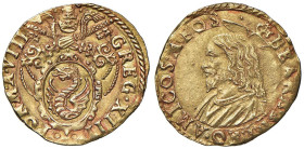 Gregorio XIII (1572-1585) Scudo d'oro A. VIII - Munt. 5/C AU (g 3,33) RR Da montatura non deturpante

Status: SPL