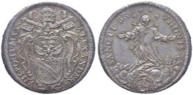 Alessandro VIII (1689-1691) Testone - Munt.19 AG (g. 9,18) RR Magnifico esemplare, in stato di conservazione eccezionale, dai rilievi integri e perfet...