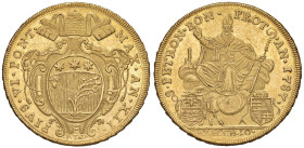 Pio VI (1775-1799) Bologna - 10 Zecchini 1787 A. XII - Munt. 159a AU (g 34,25) RR

Status: qFDC