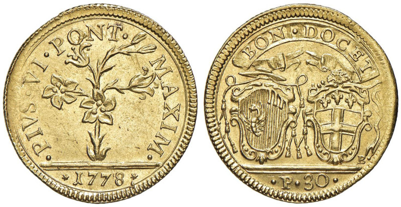 Pio VI (1775-1799) Bologna - Doppia 1778 - Munt. 175 AU (g 5,46) R Minima schiac...