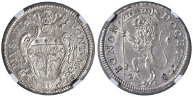 Pio VI (1775-1799) Bologna - Lira da 20 Bolognini 1778 - Munt. 218 AG Ex Nomisma 49 del 2014 lotto 284. Top pop, miglio esemplare certificato NGC MS 6...