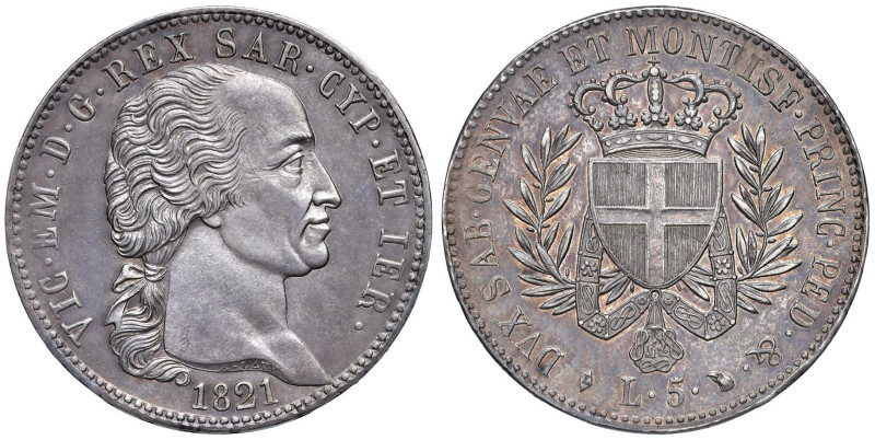 Vittorio Emanuele I (1814-1821) 5 Lire 1821 - Nomisma 520 AG RRR

Status: SPL-...