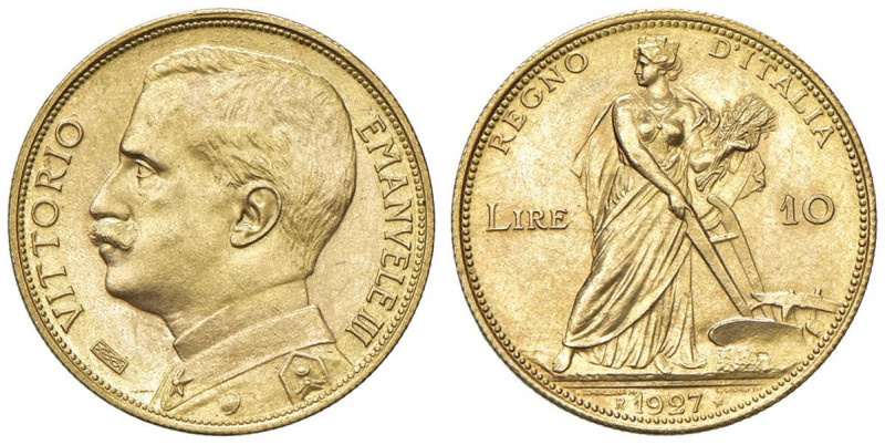 Vittorio Emanuele III (1900-1946) 10 Lire 1927 - Nomisma 1105 AU RRRR Solo 30 pe...