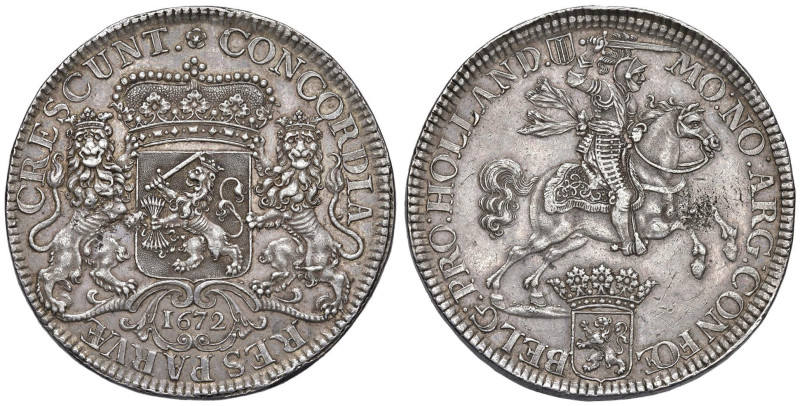 OLANDA Dordrecht Doppio ducatone 1672 - Dav. 4932 AG (g 65,46) Minimo colpetto a...