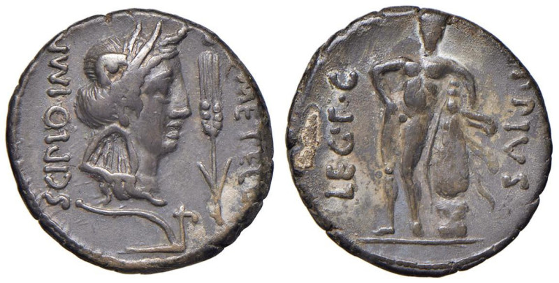 Caecilia - Q. Caecilius Metellus - Denario (47-46 a.C.) Testa dell’Africa a d. -...